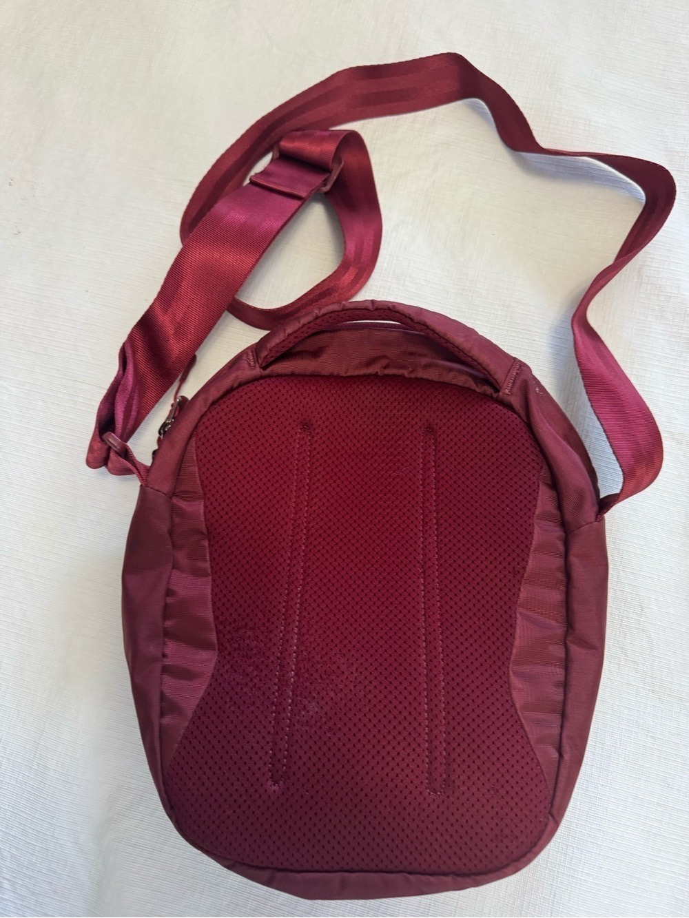 Circular Burgundy Crossbody Bag with Front Zip Pocket - Picture 4 of 8